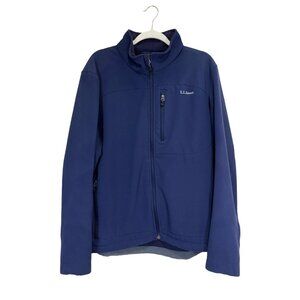 L.L. Bean Mens Bean's Windproof Softshell Jacket Navy Blue Fleece-Lined XL